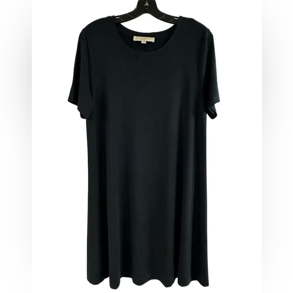 Loft Black Rayon Comfy Swing Dress Size M